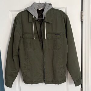NWT Men's Quicksilver Aitor Canvas Utility Jacket Army Green and Gray Size Med